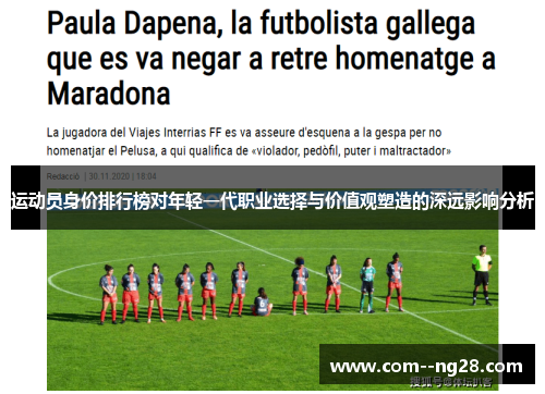 运动员身价排行榜对年轻一代职业选择与价值观塑造的深远影响分析